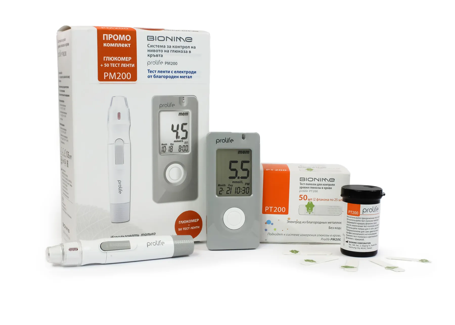 Prolife ПРОМО PM200+50 глюкомер с 50 броя тест ленти
